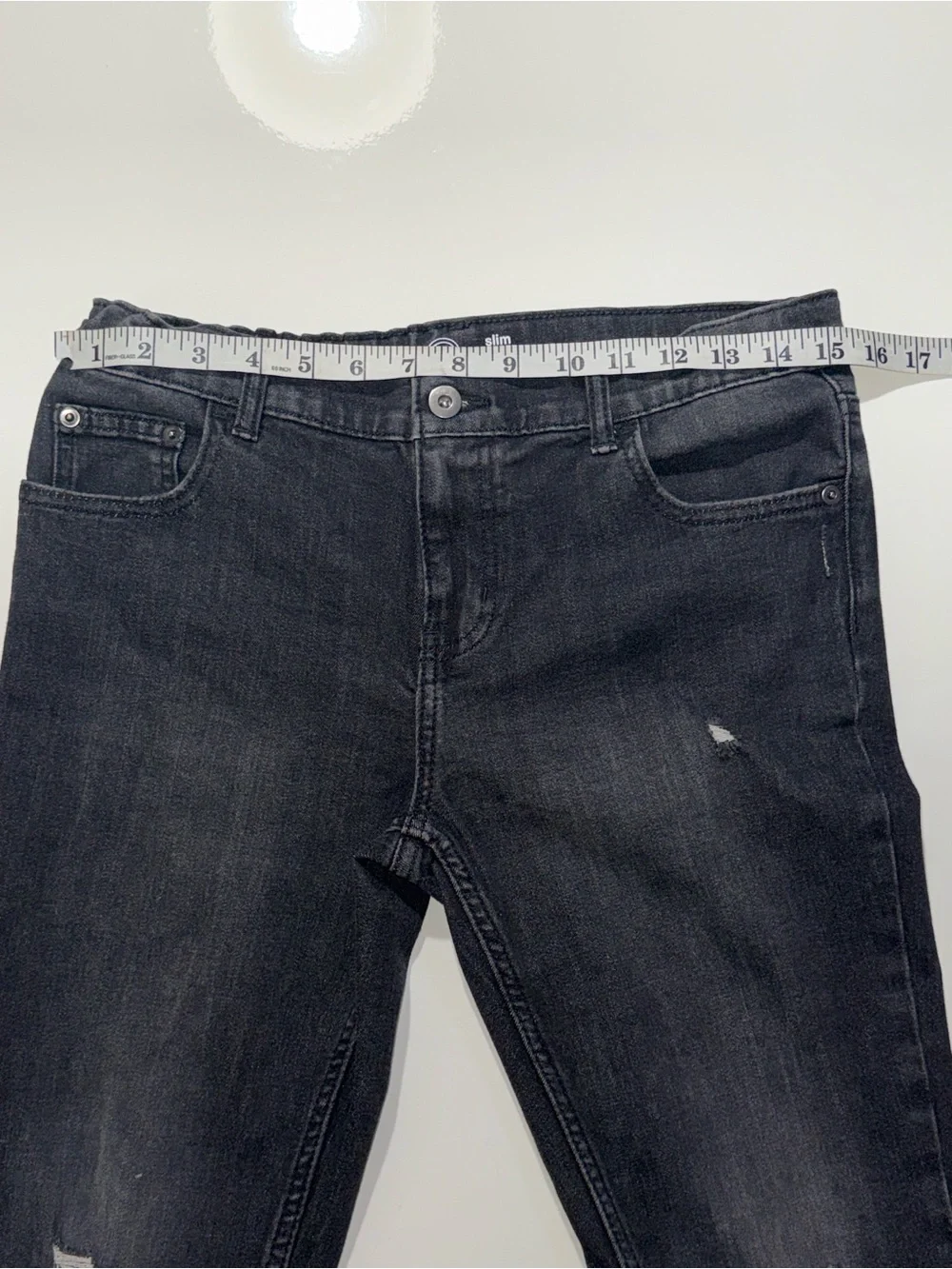 wonder nation Black Straight Leg Distressed Jeans